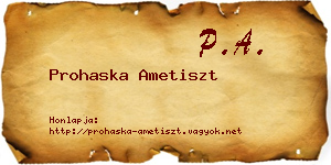 Prohaska Ametiszt névjegykártya